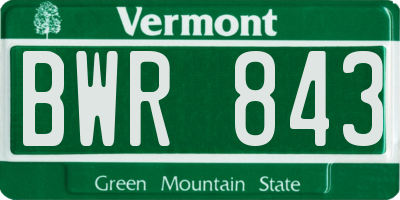 VT license plate BWR843