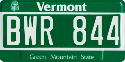 VT license plate BWR844