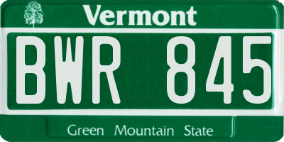 VT license plate BWR845