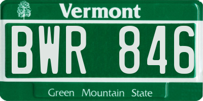 VT license plate BWR846