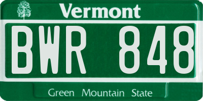VT license plate BWR848