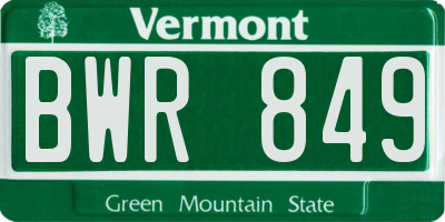 VT license plate BWR849