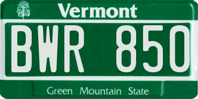 VT license plate BWR850