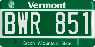VT license plate BWR851
