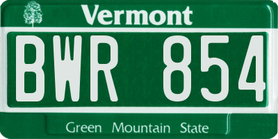 VT license plate BWR854
