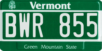 VT license plate BWR855