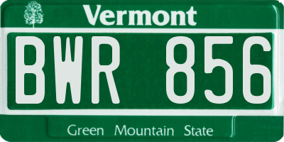 VT license plate BWR856
