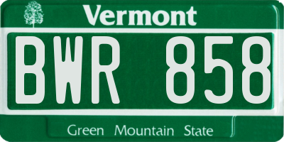 VT license plate BWR858