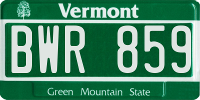 VT license plate BWR859