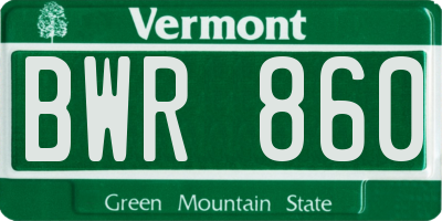 VT license plate BWR860