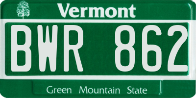 VT license plate BWR862