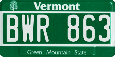 VT license plate BWR863