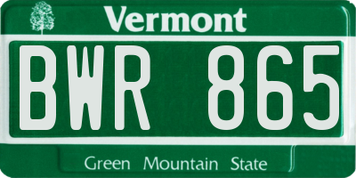 VT license plate BWR865