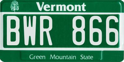 VT license plate BWR866