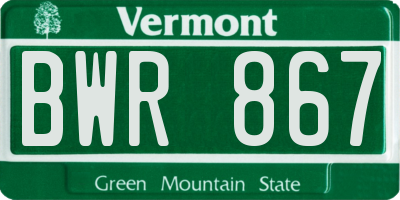 VT license plate BWR867