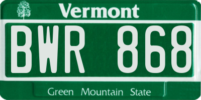VT license plate BWR868