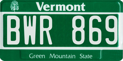 VT license plate BWR869