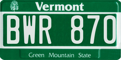 VT license plate BWR870