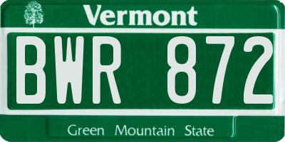 VT license plate BWR872