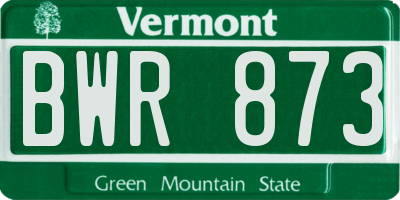 VT license plate BWR873