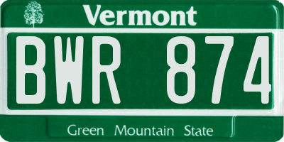 VT license plate BWR874