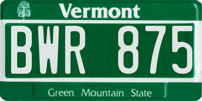 VT license plate BWR875
