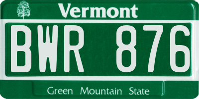 VT license plate BWR876