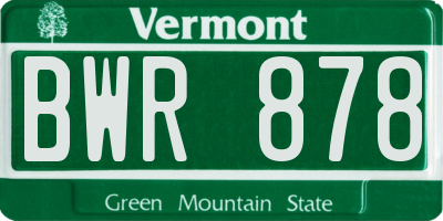 VT license plate BWR878
