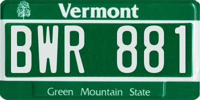 VT license plate BWR881