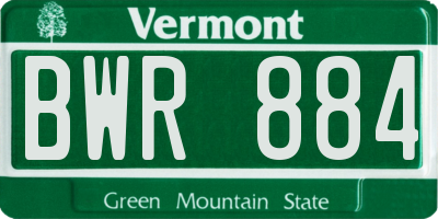 VT license plate BWR884