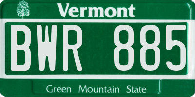 VT license plate BWR885