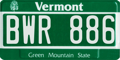 VT license plate BWR886