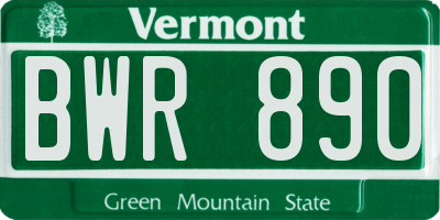 VT license plate BWR890
