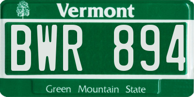 VT license plate BWR894