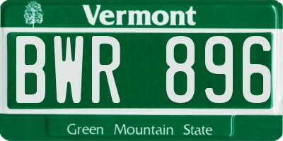 VT license plate BWR896