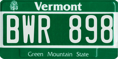 VT license plate BWR898