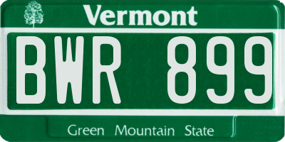 VT license plate BWR899