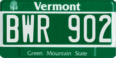 VT license plate BWR902