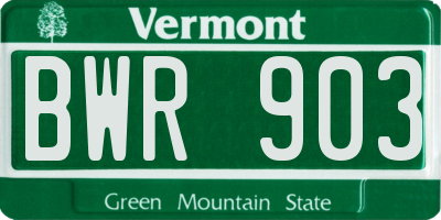 VT license plate BWR903