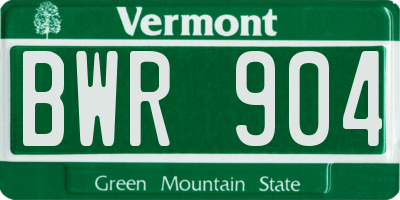 VT license plate BWR904