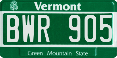 VT license plate BWR905