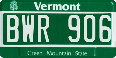 VT license plate BWR906