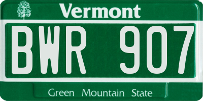 VT license plate BWR907