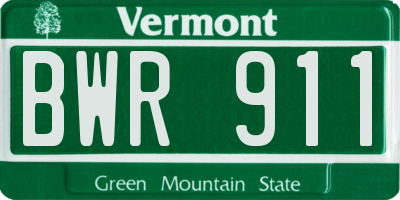 VT license plate BWR911