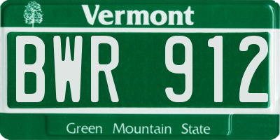 VT license plate BWR912