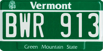 VT license plate BWR913
