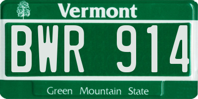 VT license plate BWR914