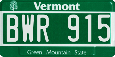 VT license plate BWR915
