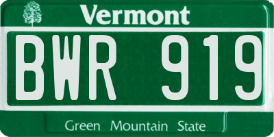 VT license plate BWR919