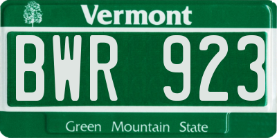 VT license plate BWR923